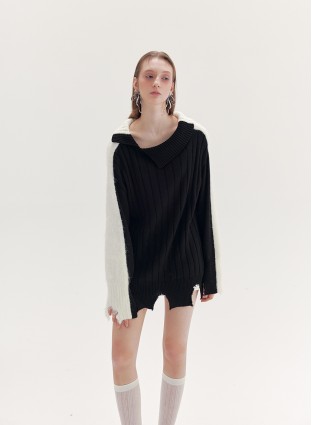 FLORENCE KNITTED JUMPER (BLACK AND WHITE)