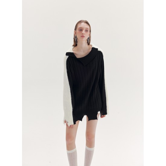 FLORENCE KNITTED JUMPER (BLACK AND WHITE)