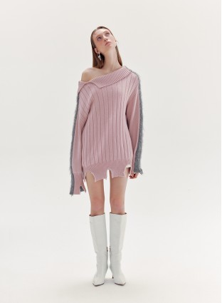 FLORENCE KNITTED JUMPER (PINK AND GREY)