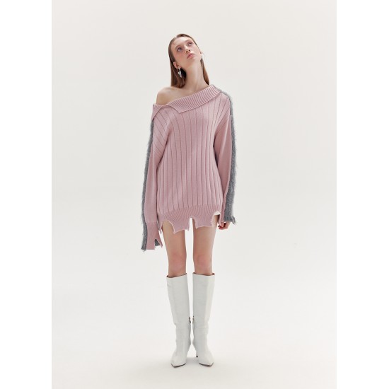 FLORENCE KNITTED JUMPER (PINK AND GREY)