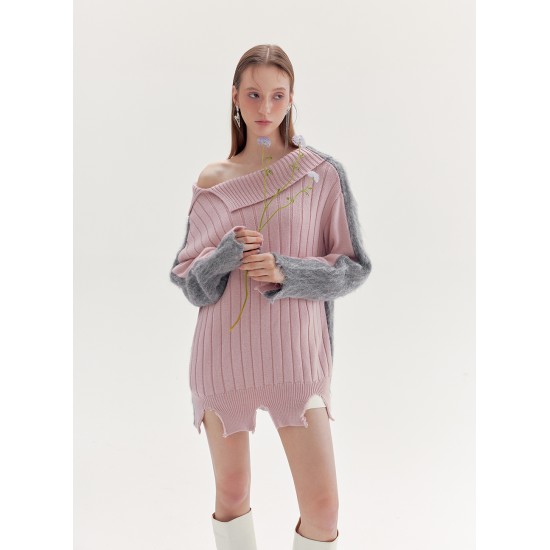 FLORENCE KNITTED JUMPER (PINK AND GREY)