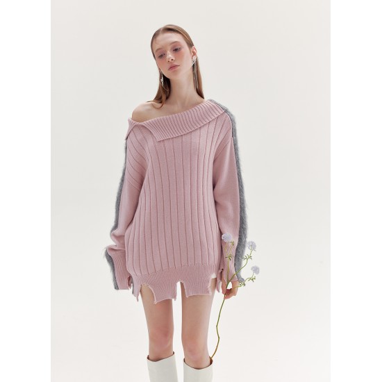 FLORENCE KNITTED JUMPER (PINK AND GREY)