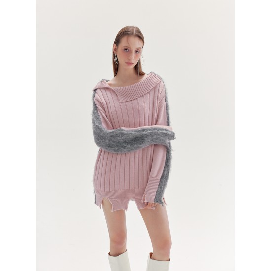 FLORENCE KNITTED JUMPER (PINK AND GREY)