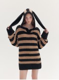 BUNNY EAR SWEATER (CAMEL AND BLACK)