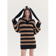 BUNNY EAR SWEATER (CAMEL AND BLACK)