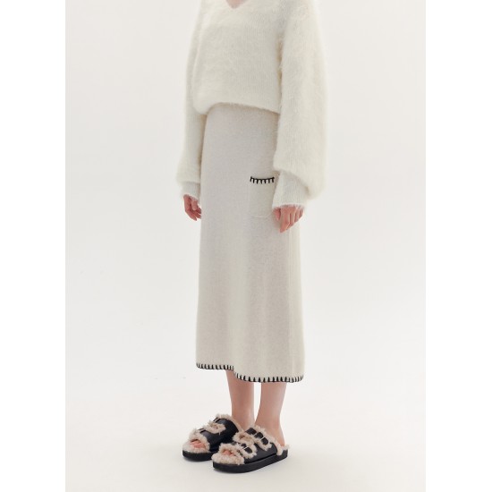 NESCI KNITTED SKIRT (WHITE)