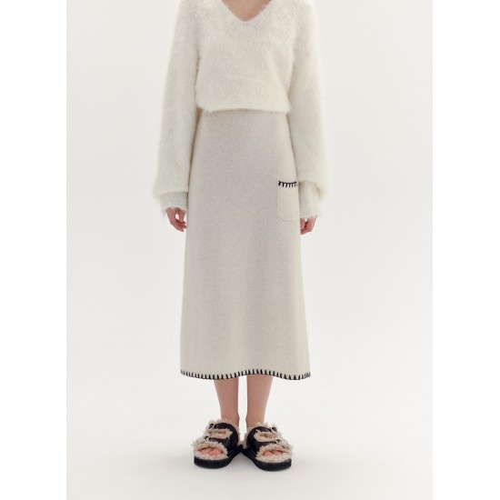 NESCI KNITTED SKIRT (WHITE)