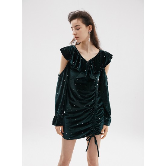 SERENITY VELVET DRESS (DARK GREEN)