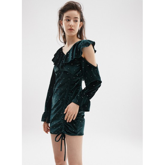 SERENITY VELVET DRESS (DARK GREEN)