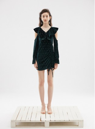 SERENITY VELVET DRESS (DARK GREEN)