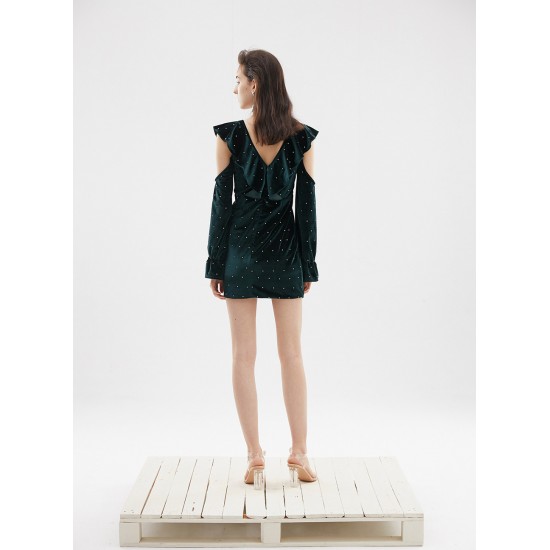 SERENITY VELVET DRESS (DARK GREEN)